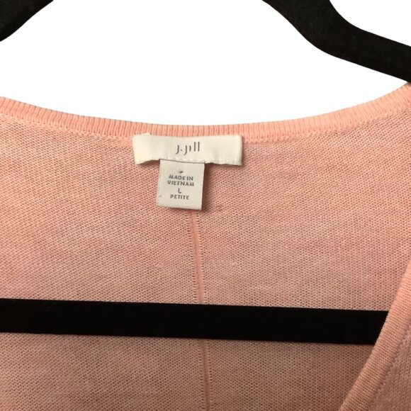J.Jill Womens V-Neck Pullover Seamed Sweater Large Petite Organic Cotton Blend - Picture 2 of 6